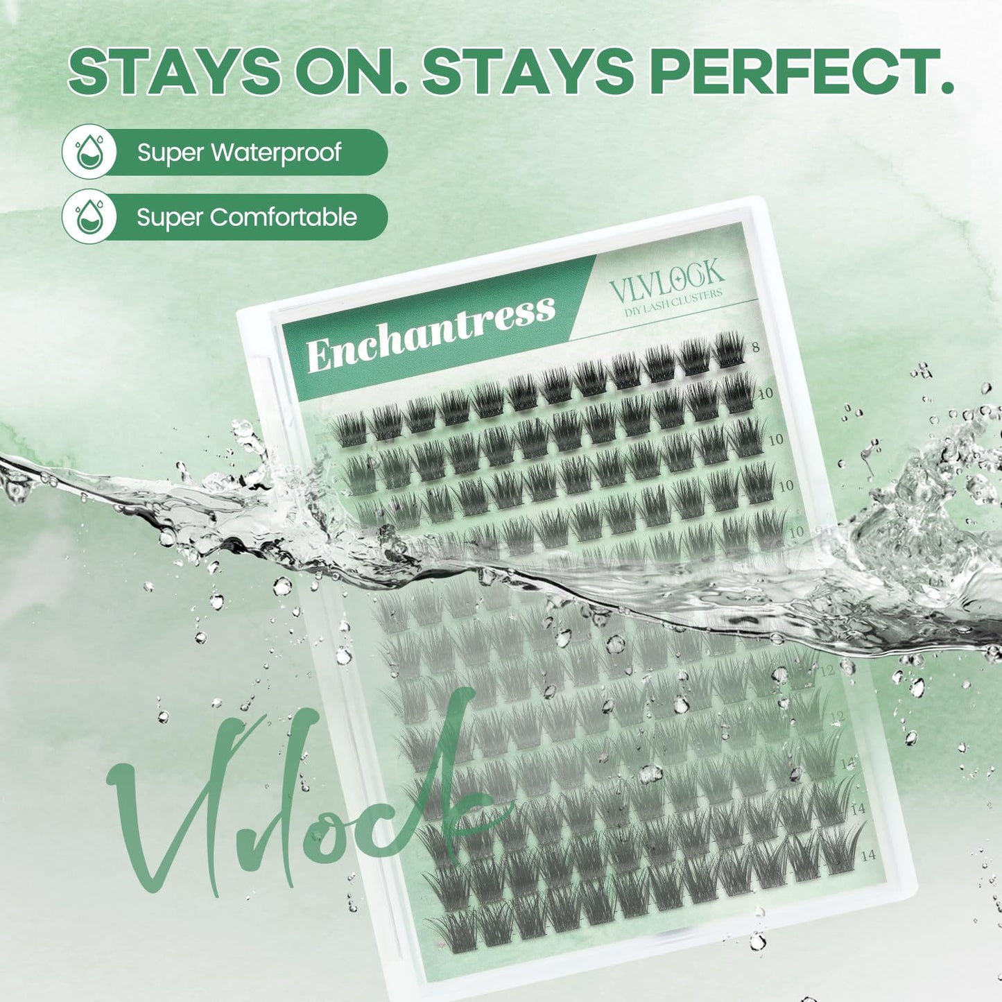 VLVLOCK Enchantress Lash Clusters Kit Short Lashes Clusters 8-14MM DIY Lash Extensions Kit Waterproof Long-Lasting with Ultra-Thin Band Glue Remover Tweezer for Beginners(Enchantress Short Kit 8-14mm)