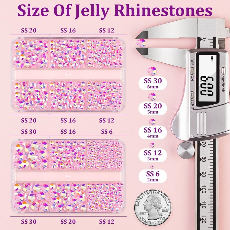 Resin Jelly Rhinestones for Crafting with B7000 Jewelry Glue, 2 Boxes Light Pink AB Flatback Crystals with 2Pcs 10ml Glue, Bedazzling Non Hotfix Gems for DIY Tumblers Clothing Shoes Manicure