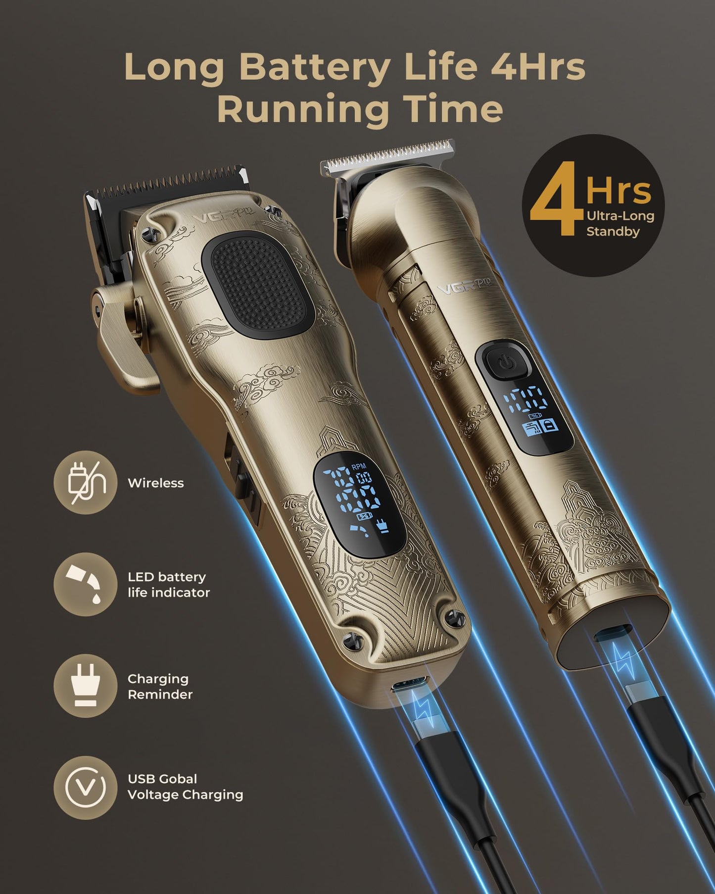 VGRPRO Hair Clippers for Men Professional, Cordless Hair Clippers for Hair Cutting, Mens Clippers and Trimmers Set, Electric Hair Trimmer for Men with Package Case