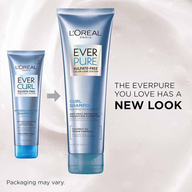 L'Oreal Paris EverPure Sulfate Free Shampoo & Conditioner Set - Lightweight Anti-Frizz Care with Coconut Oil | 8.5 Fl Oz