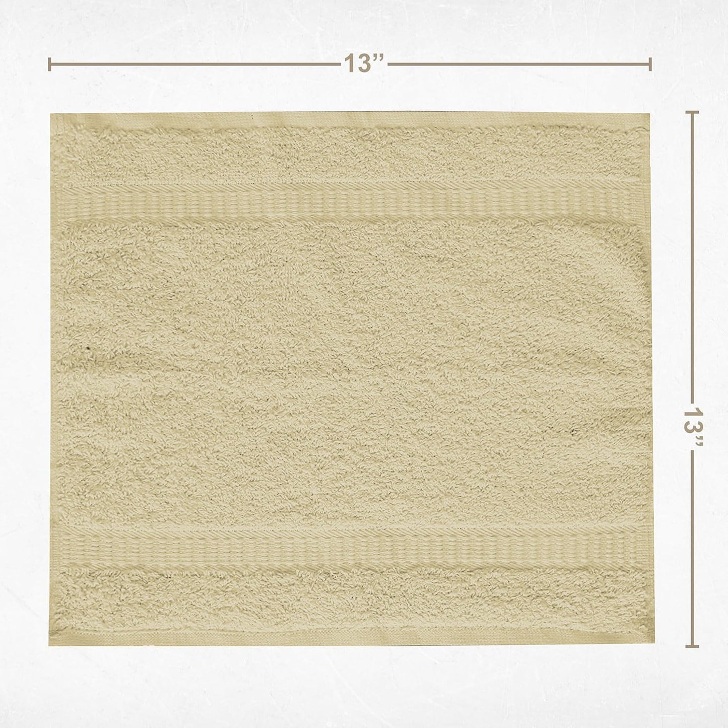 GOLD TEXTILES Luxury Wash Cloths Set of 12, Sand (13x13 Inches) 100% Ring Spun Cotton, Premium Feel with High Absorbancy Ideal Washcloths for Bathroom,Salon, Spa and Gym