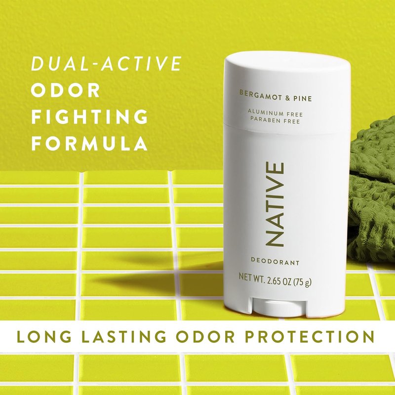 Native Deodorant - Aluminum-Free Bergamot & Pine | 72-Hour Odor Control for Men & Women - 2.65oz
