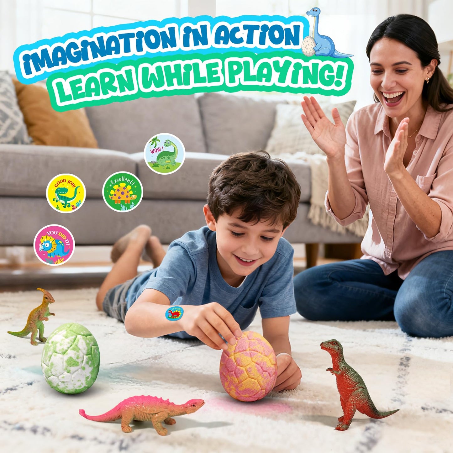 Bath Bombs for Kids with Dragon Toys Inside, Easter Basket Stuffers for Toddlers, Sanyi Dinosaur Toys Gifts for Kids 3-7, Dino Egg Fillers Bubble Bath Birthday Gifts for Boys Girls