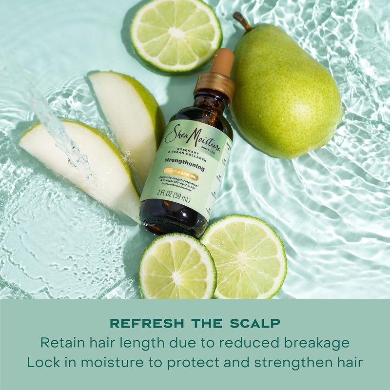 Shea Moisture Strengthening Scalp & Hair Oil - Rosemary & Vegan Collagen | 2 Fl Oz for Scalp Protection & Hair Strengthening