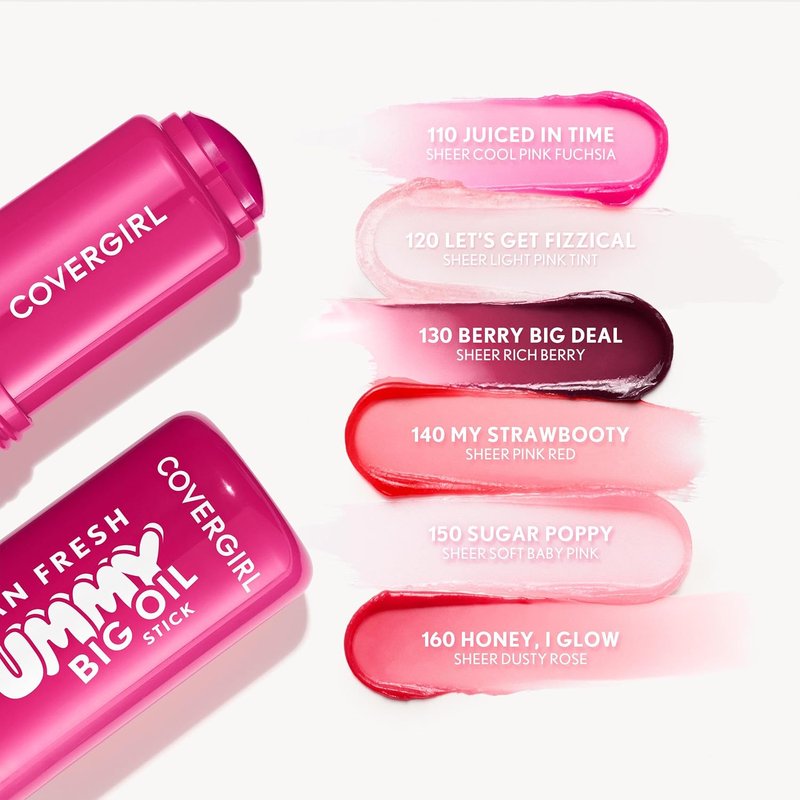 COVERGIRL Clean Fresh Yummy Big Oil Stick | Flavored Lip Oil, Dewy Finish - 130 Berry Big Deal (Sheer Rich Berry)