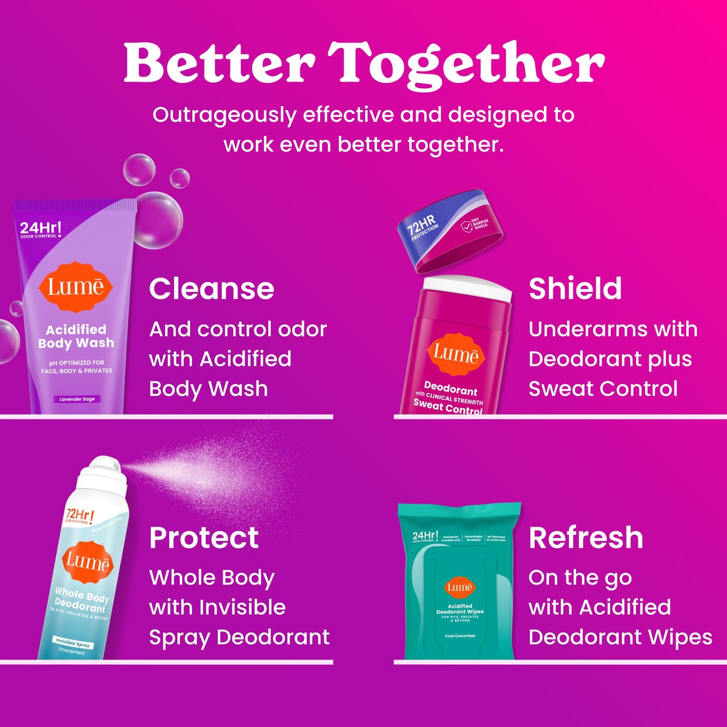 Lume Deodorant Plus Sweat Control - Smooth Solid Stick Deodorant for Women - Extra Strength Antiperspirant - 72 Hour Odor & Sweat Control - Baking Soda Free, Skin Loving - (Soft Powder)