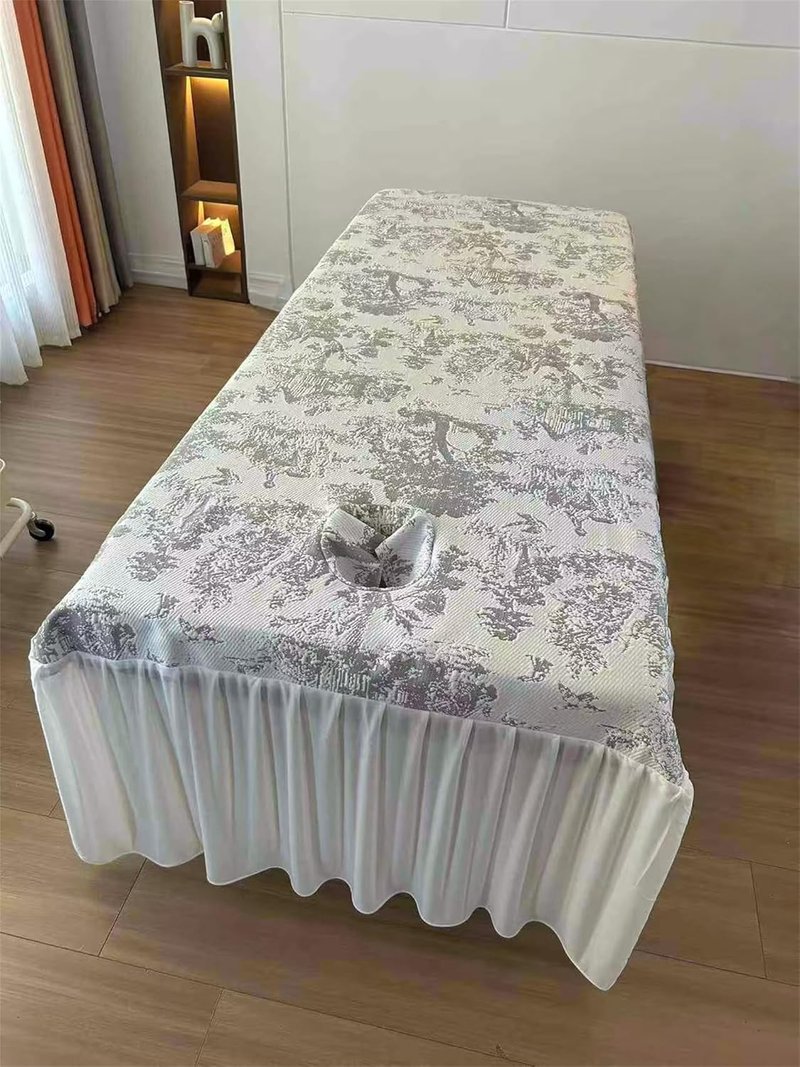 Massage Table Cover - Thickened Spa Table Skirt with Face Hole | Fits 75" x 31.5" - Gray