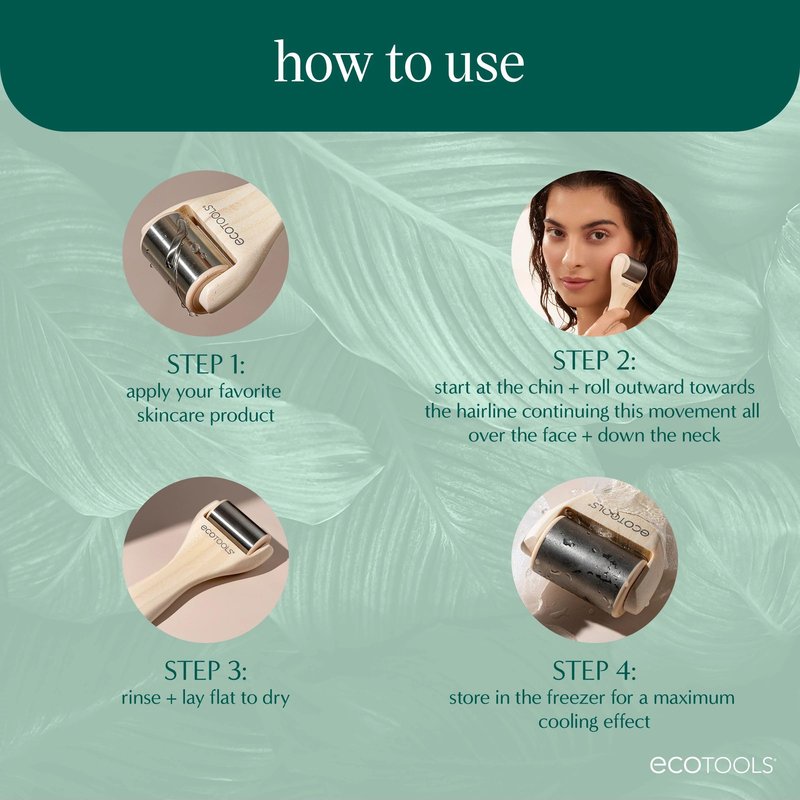 EcoTools Ice Roller, Stainless Steel Cooling Facial Roller & Neck Sculpting Tool, Depuff, Vegan & Cruelty-Free Self-Care Gift for Beginners & Experts, 1 Count