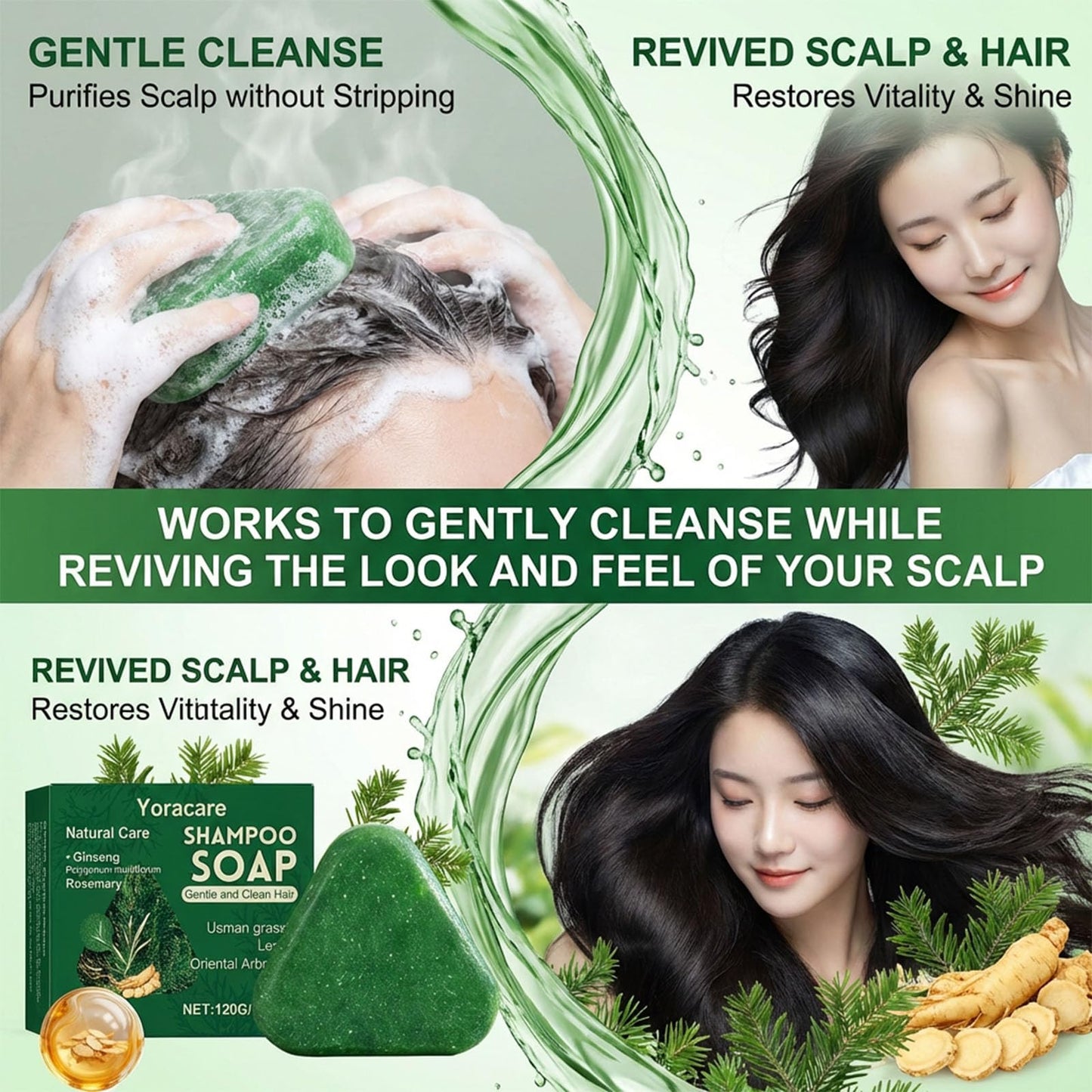 Yoracare Korean Scalp Revival Bar,Strengthening Botanical Formula, Deep Hydrating Scalp,Strengthening & Thinning Hair, Gentle Hydrating Solid Shampoo (1, 4.23OZ)