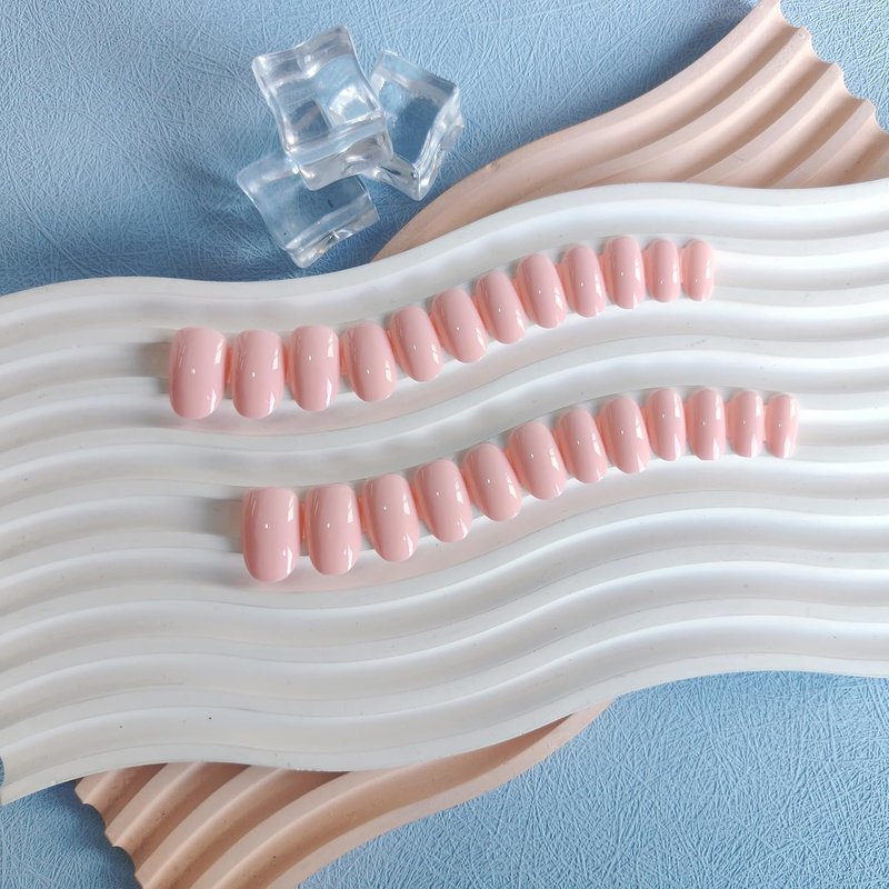 KQueenest Press On Nails - Pastel Pink Short Oval Acrylic Fake Nails | 24 Pcs for Daily Wear