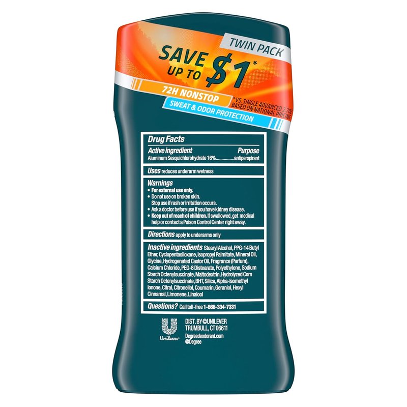 Degree Men Advanced Protection Antiperspirant Deodorant, Adventure, 2.7 oz, 2-Pack