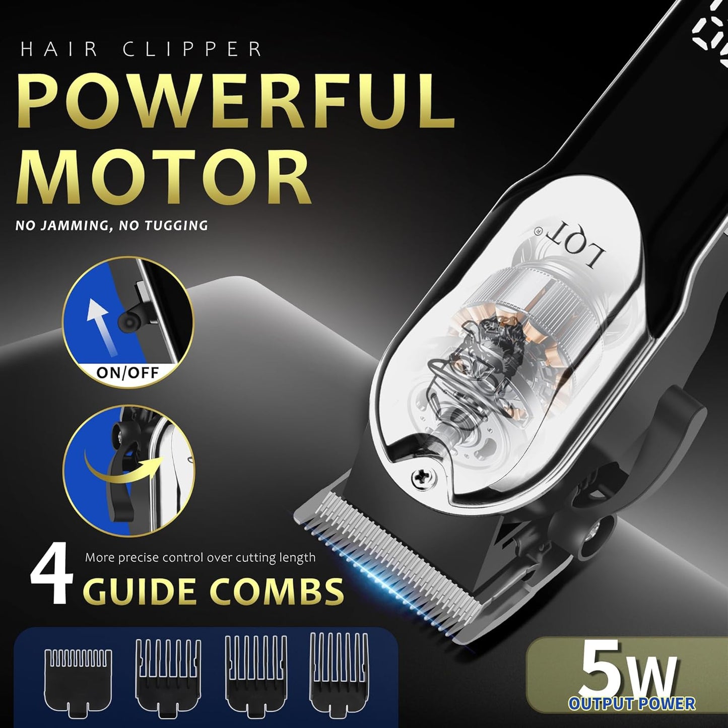Skiennix Professional Barber Kit - Cordless Hair Clipper, Trimmer & Rotary Shaver Set | LED Display, USB-C Rechargeable, Low Noise