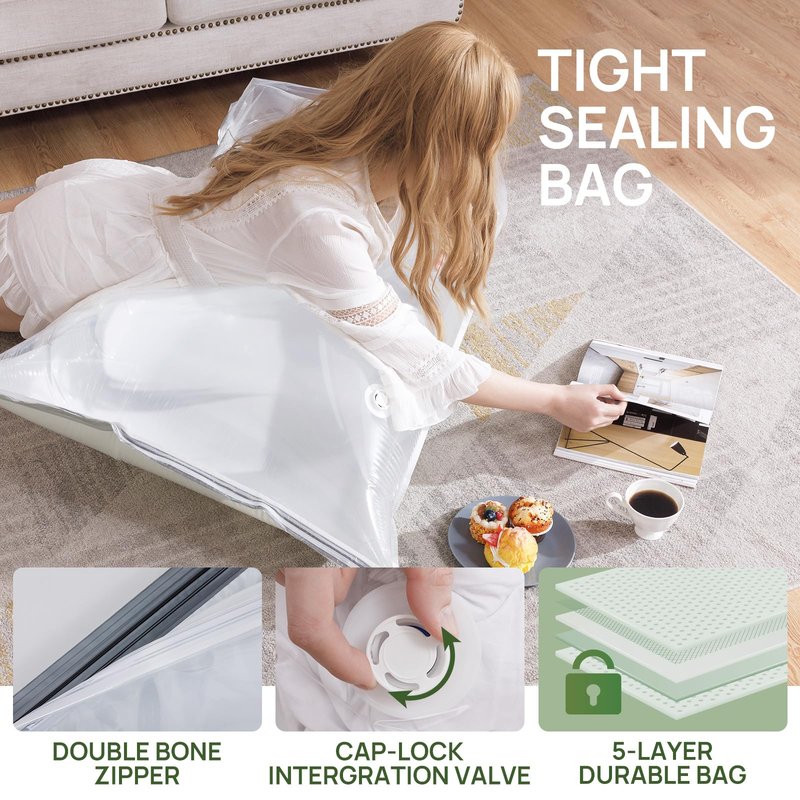 LEVERLOC Vacuum Storage Bags, Jumbo Cube 4 Pack (31x40x15 Inch), Closet Organizers and Storage Vacuum Sealer Bag for Beddings Comforters Blankets Quilts Pillows Clothes