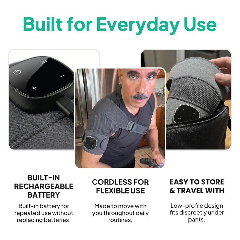 Rejuvacare Shoulder Massager Upgraded 2026 with Heat & Compression, Cordless Rechargeable Vibration Wrap, Adjustable & Portable