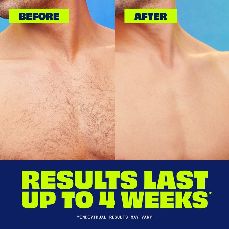Nair Men Hair Remover Body Cream, Quick and Easy Body Hair Removal Cream for Men, Aloe and Lanolin, Dermatologist Tested, 12 Oz