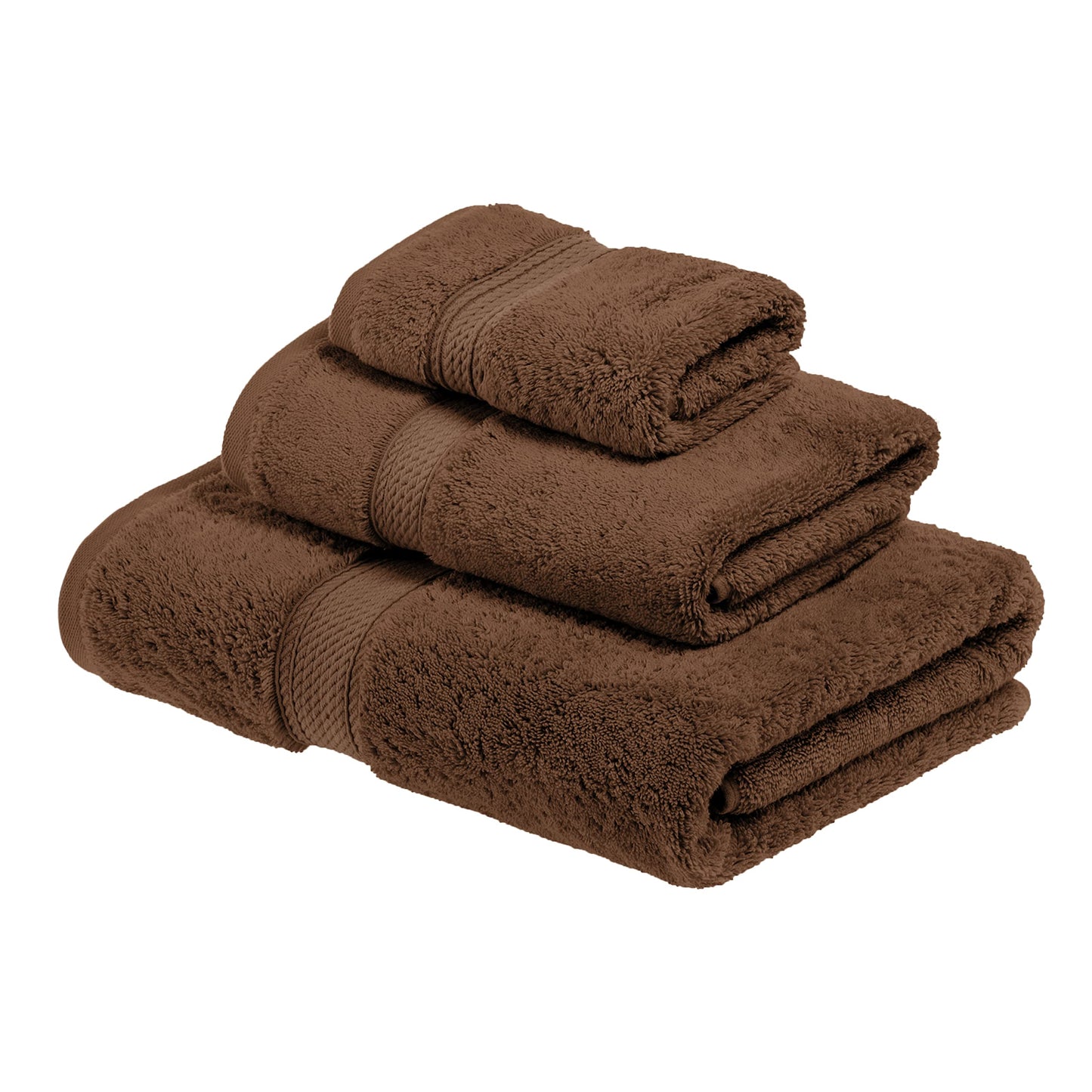 Superior Egyptian Cotton Pile 3 Piece Towel Set, Includes 1 Bath, 1 Hand, 1 Face Towel/ Washcloth, Ultra Soft Luxury Towels, Thick Plush Essentials, Guest Bath, Spa, Hotel Bathroom, Chocolate