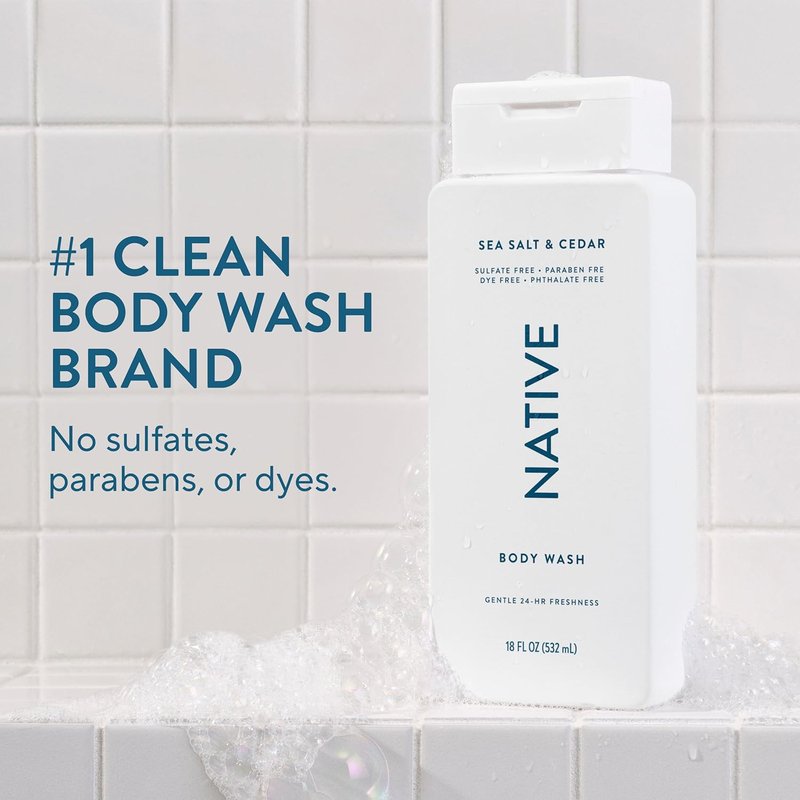 Refreshing Sea Salt & Cedar Body Wash for All Skin Types - 24-Hour Hydration, 18 oz