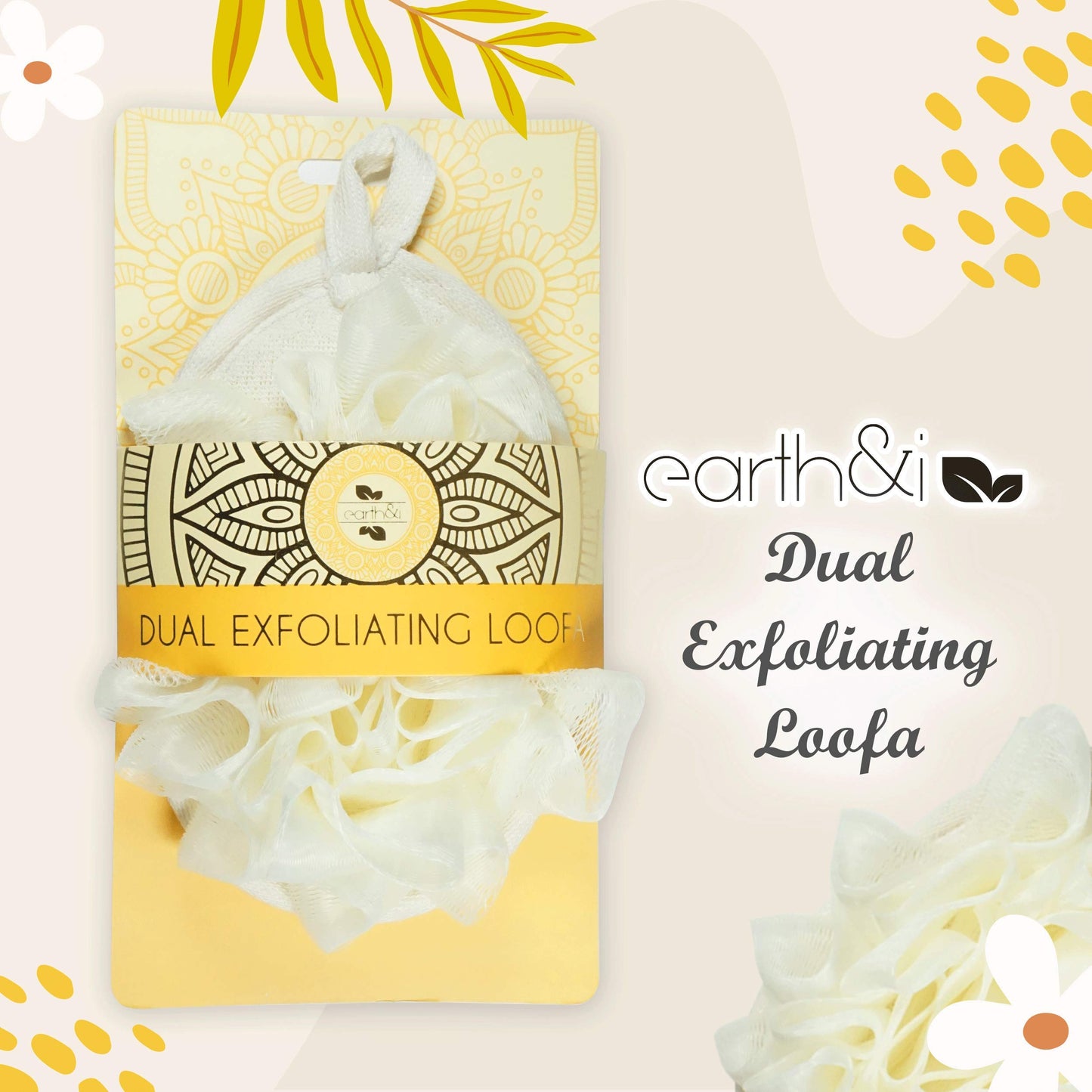 Earth & I - Dual Side Exfoliating Loofah for Fast and Effective Deep Cleaning, Loofah Body Scrubbers, Face Exfoliator Pad, Wash Sponge for Showering, Bath Loofahs, Travel Body Scrubber, lufas lofa