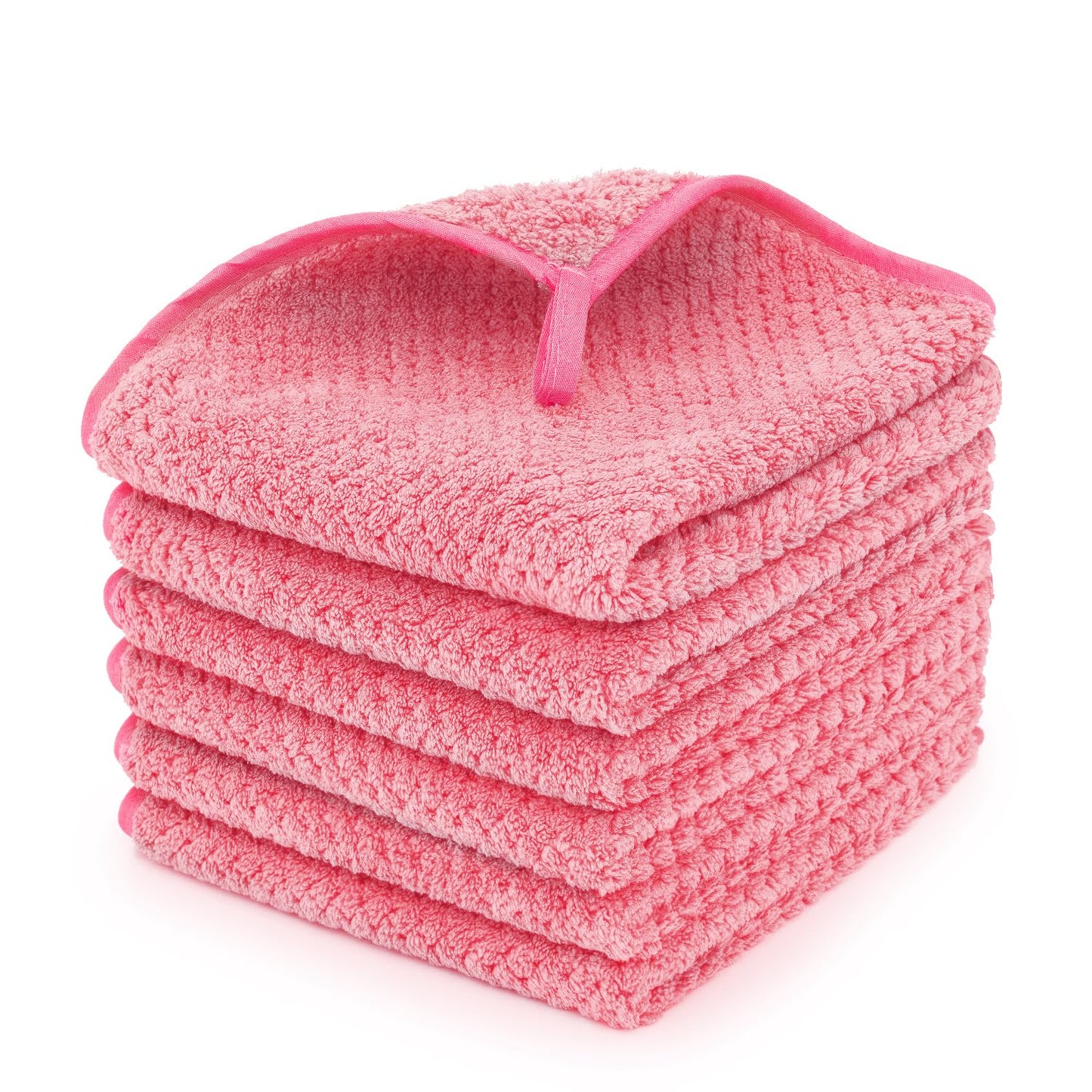 MaopaoBeauty 6 Pack Washcloth Towels Set, Waffle Hand Towels Set, Microfiber Super Soft Highly Absorbent, Sturdy Quick Drying Towels for Bathroom, Gym, Sports, Yoga, Hot Pink