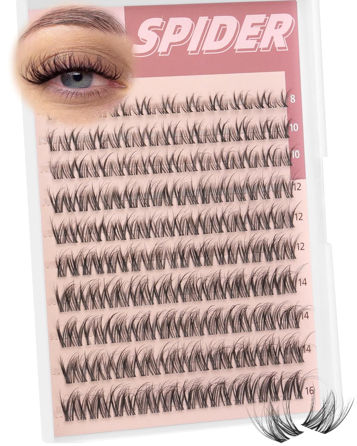 Wispy Fluffy Spider Lash Clusters - Natural Individual Eyelash Extensions | Clear Band, Easy Application