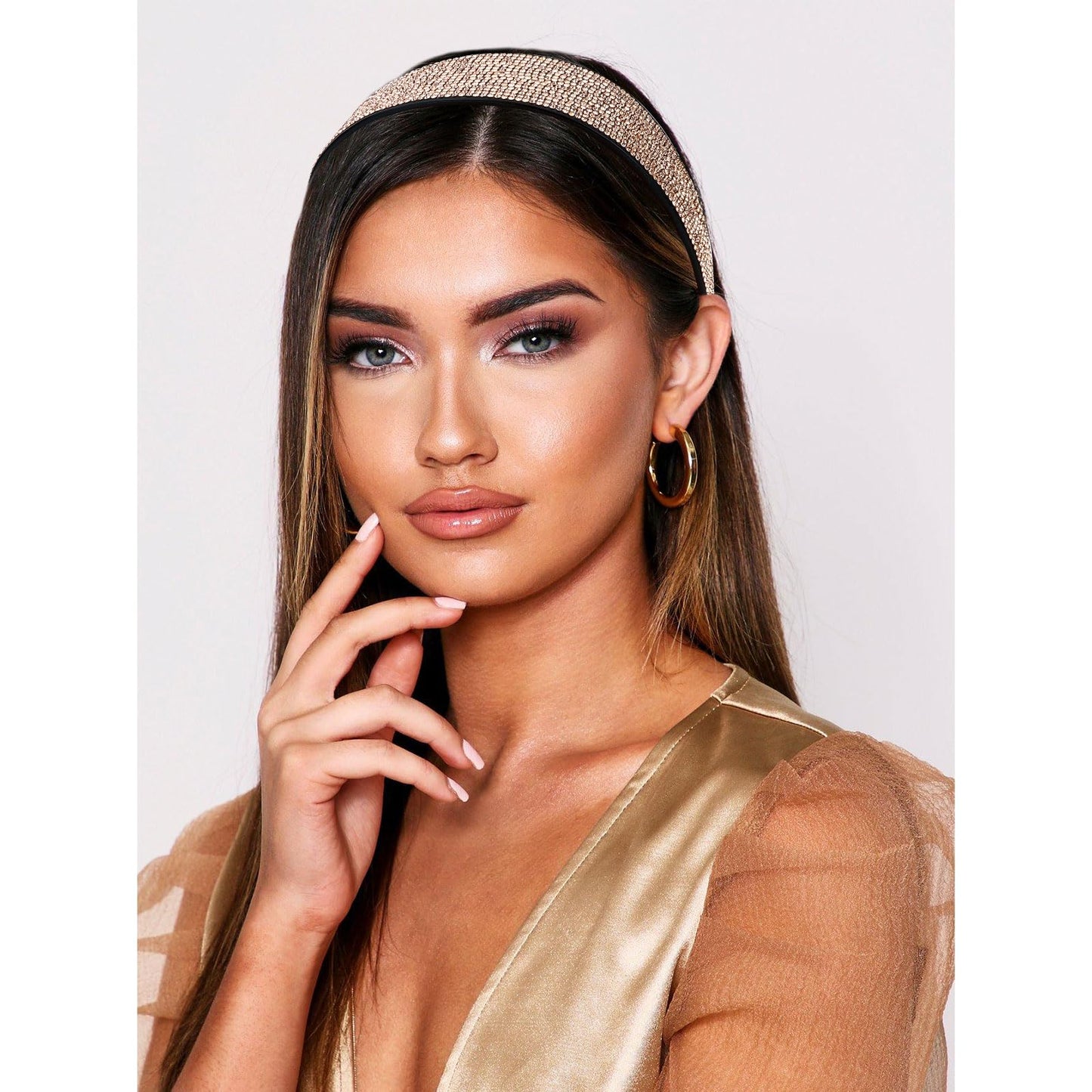 Amariver Sparkly Rhinestone and Diamond Headband - Shiny Crystal, Glitter, Wide Fashion Jeweled Hair Accessory for Women and Girls