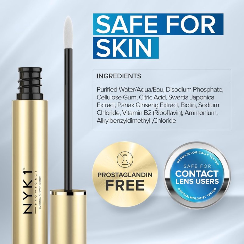 NYK1 Eyebrow Growth Serum - Achieve Thicker, Fuller Brows | XL 8ml Advanced Formula for Natural Regrowth