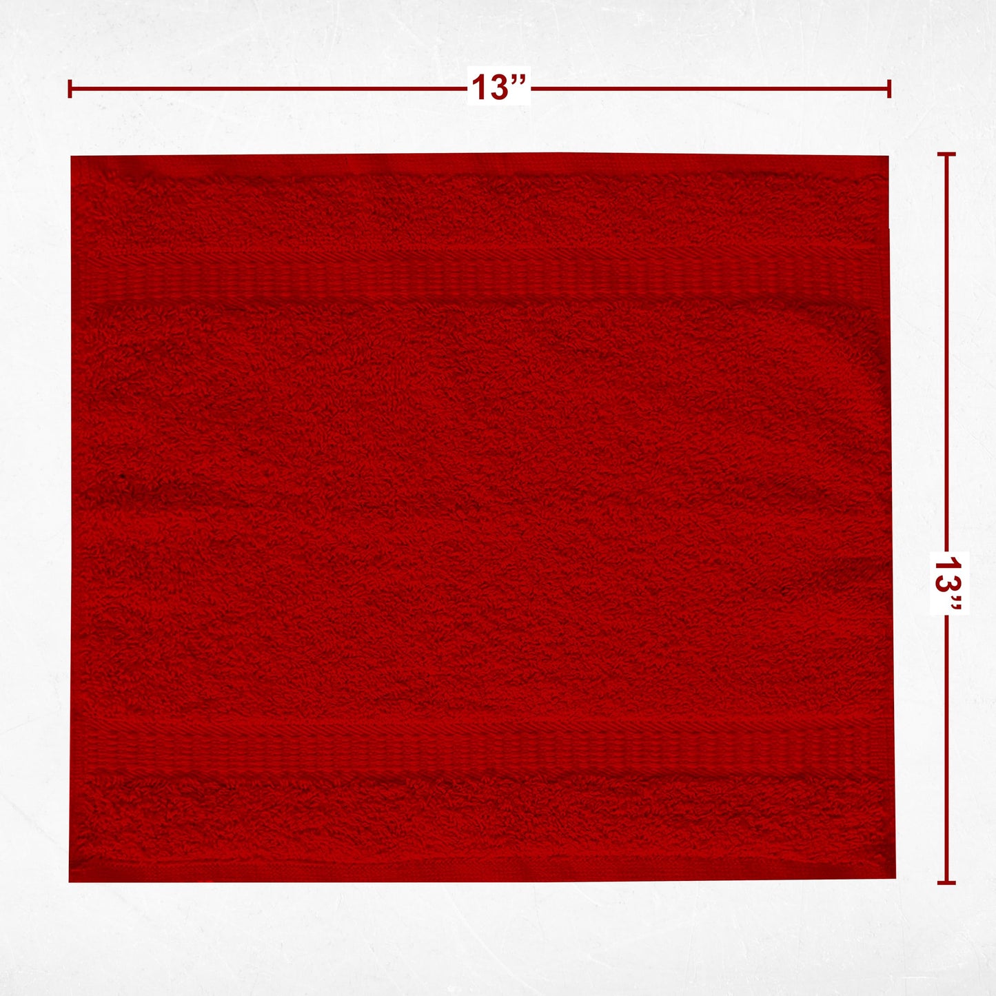 GOLD TEXTILES Luxury Wash Cloths Set of 12, Red (13x13 Inches) 100% Ring Spun Cotton, Premium Feel with High Absorbancy Ideal Washcloths for Bathroom,Salon, Spa and Gym