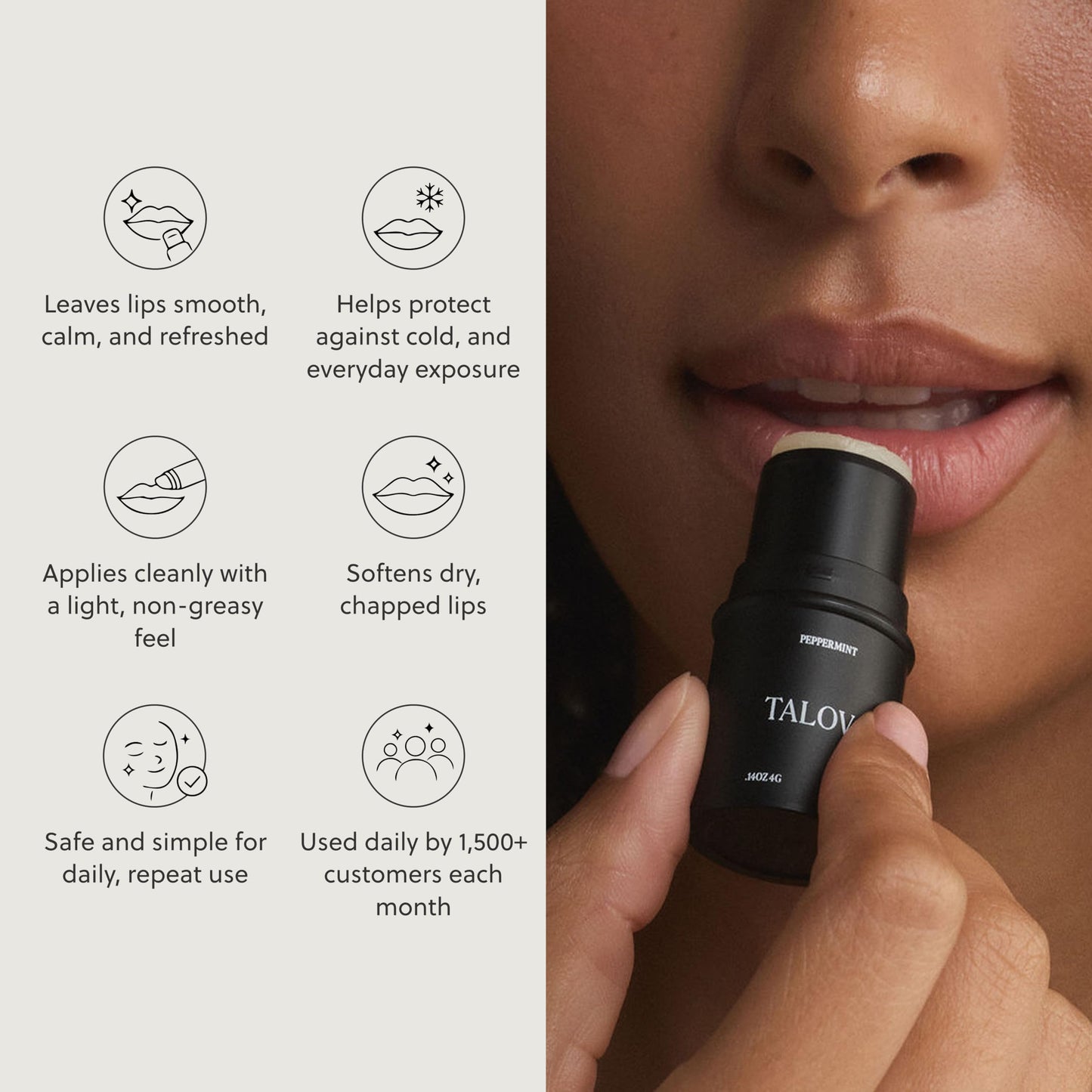 TALOVA - Grass-Fed Tallow Lip Balm, Lip Sleeping Mask, Overnight Moisturizer, Natural & Clean Moisturizing Lip Balm Vitamins A, D, E, & K, Nourishes and Smooths Dry & Chapped Lip (Coco Vanilla)