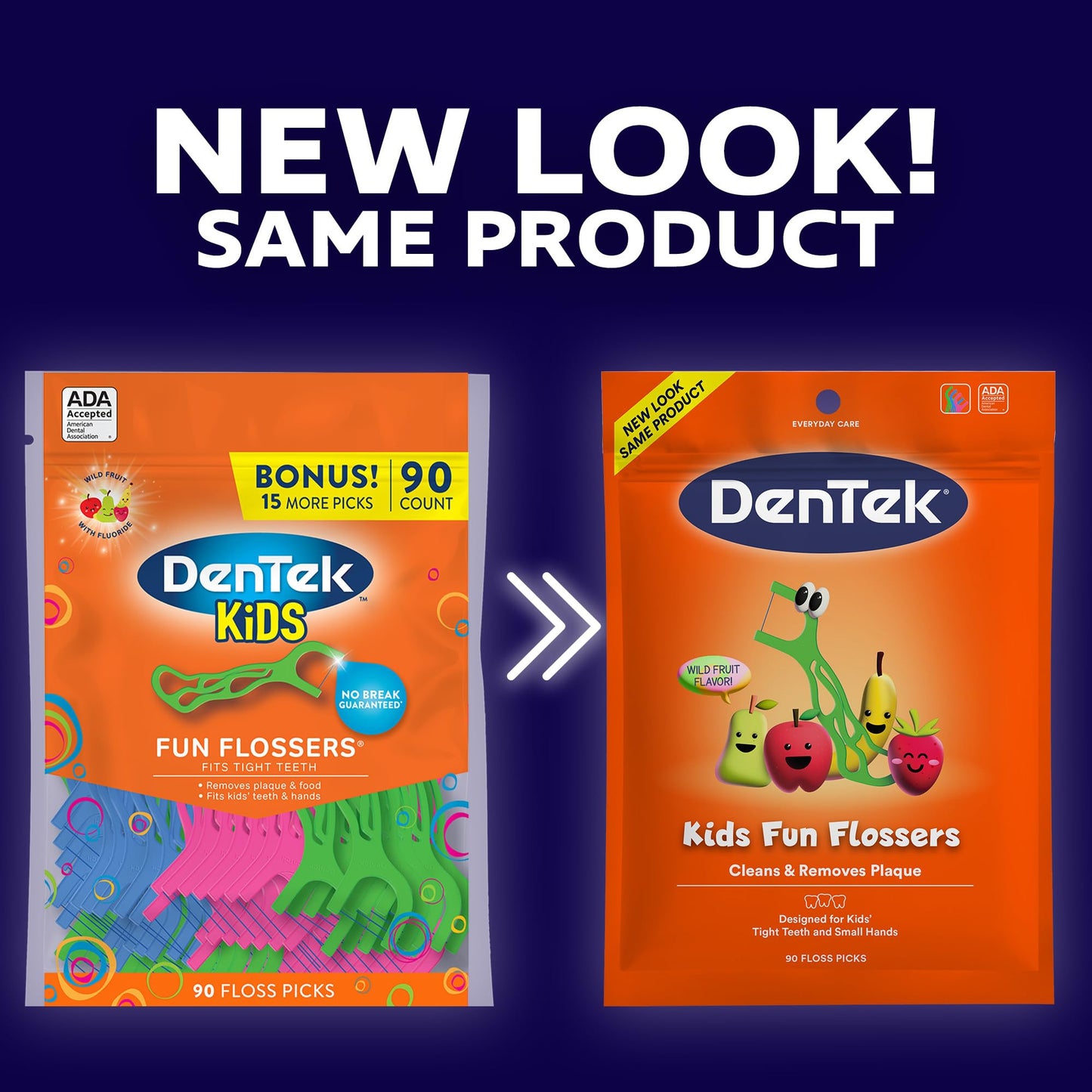 DenTek Fun Flossers – Kids Floss Picks with Wild Fruit Flavor, 90 Count