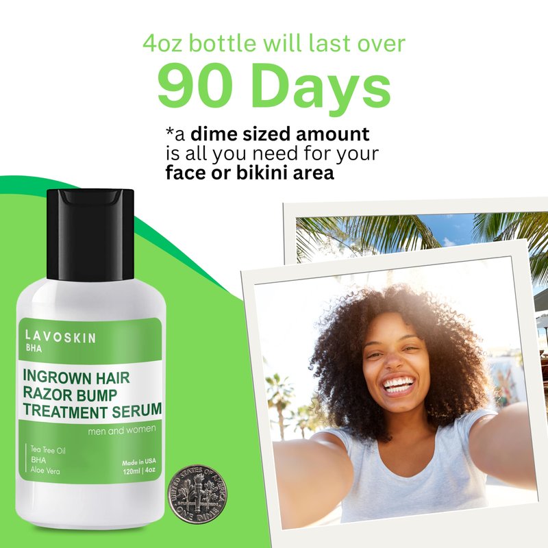 Best Ingrown Hair Treatment - Razor Bump & Bikini Line Salicylic Acid Gel - Tea Tree After Shave Bump Remover for Women - lavoSkin