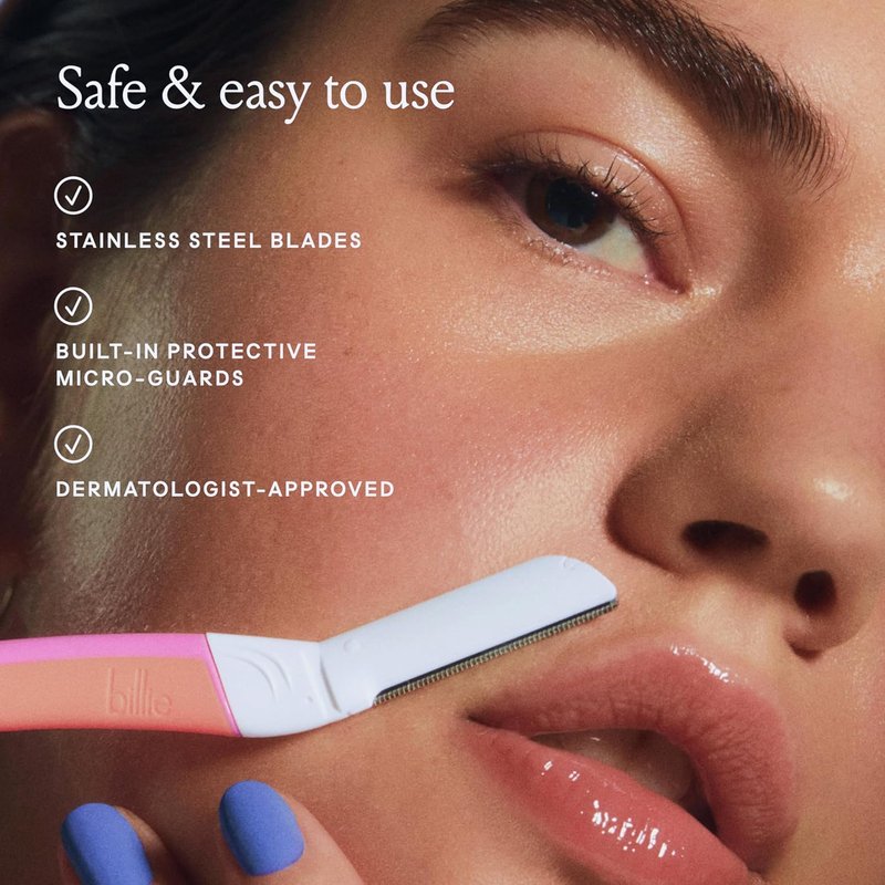 Billie Dermaplane Refill Blades - Stainless Steel with Safety Micro-Guards - Gently Exfoliates Skin | 3 Count