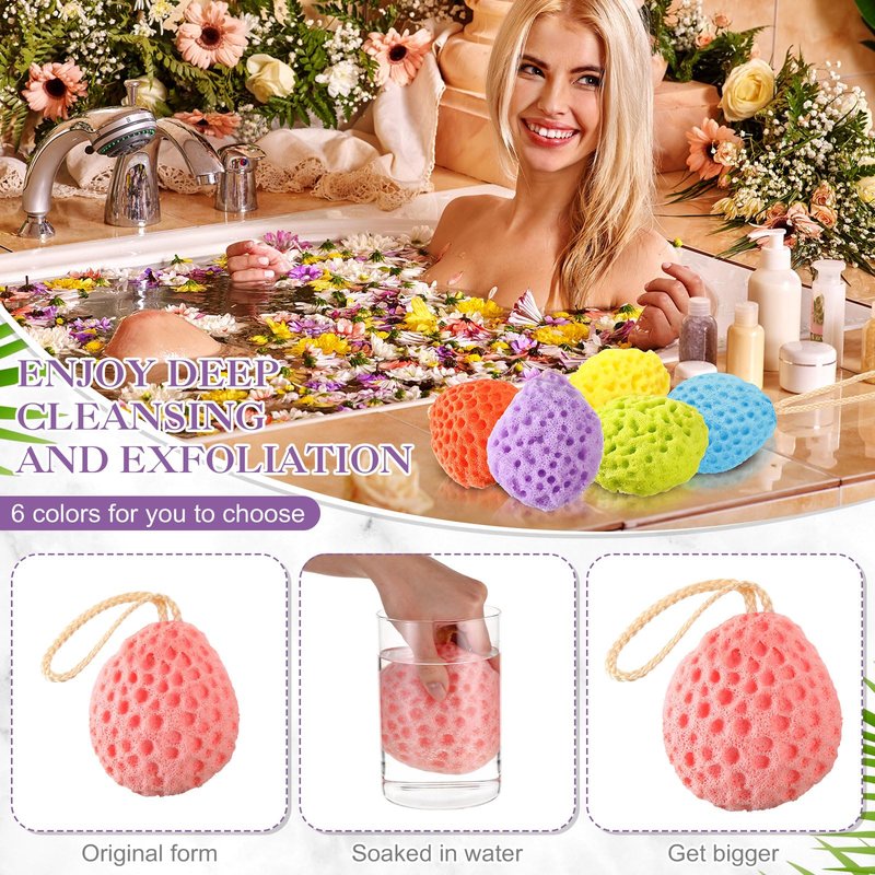 FoldTier 36 Pcs Bath Sponge Deep Cleansing Body Loofah Gentle and Deep Exfoliating Body Scrubber Bath Accessories Men Women Baby Sponge for Bathing Shower (Multicolor)