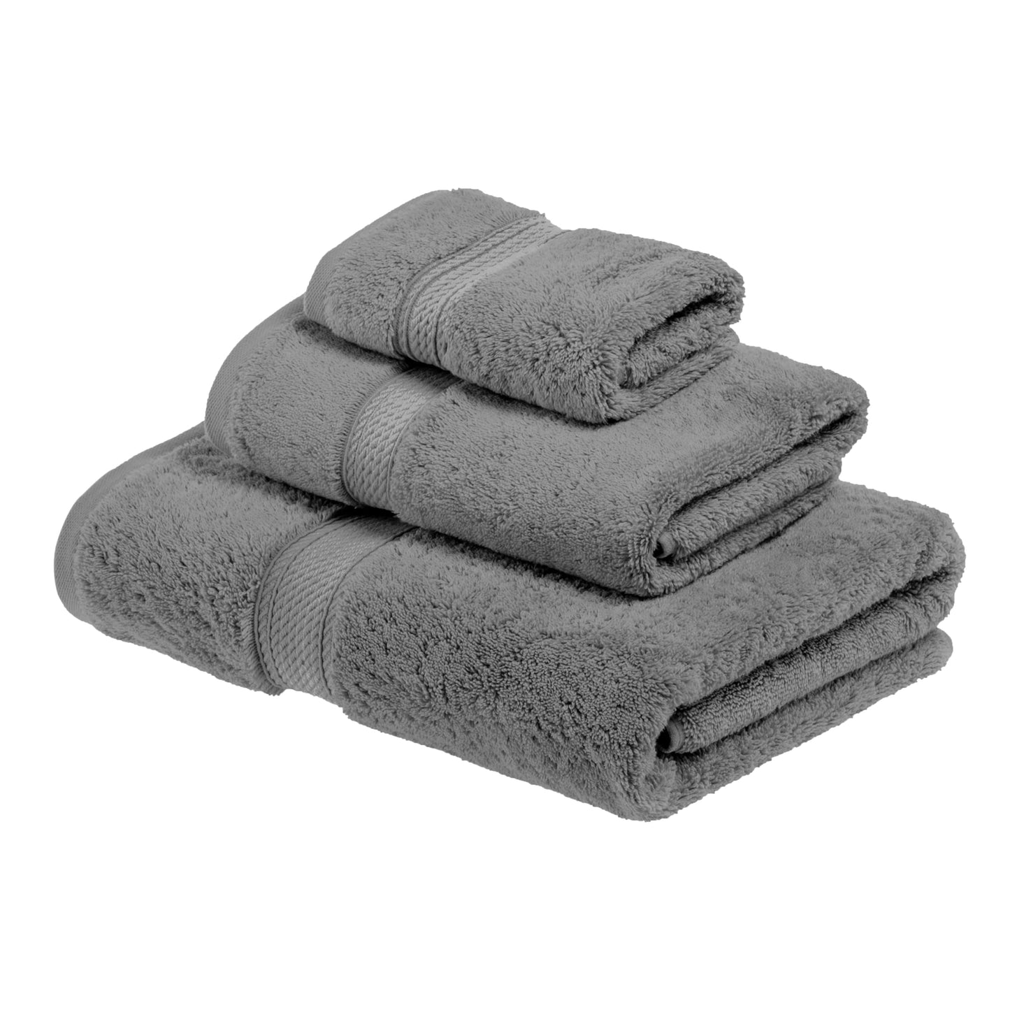 SUPERIOR Egyptian Cotton Pile 3 Piece Towel Set, Includes 1 Bath, 1 Hand, 1 Face Towel/Washcloth, Ultra Soft Luxury Towels, Thick Plush Essentials, Guest Bath, Spa, Hotel Bathroom, Charcoal