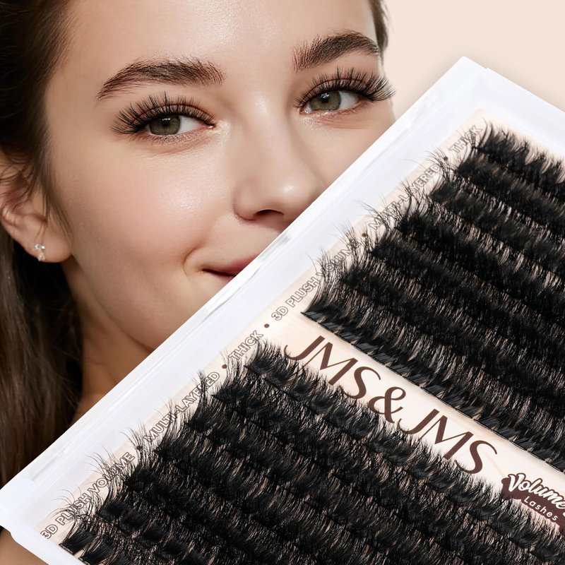 JMS&JMS Lash Clusters Fluffy 80D 100D Individual Lashes D Curl Cluster Eyelash Extensions 10-18mm DIY Lash Extension Volume Thick Eyelash Clusters
