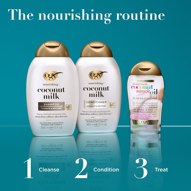 OGX Nourishing + Coconut Milk Moisturizing Conditioner, Hydrating & Restoring Conditioner Moisturizes for Soft Hair After the First Use, Travel Size, TSA-Compliant, 3 fl. oz