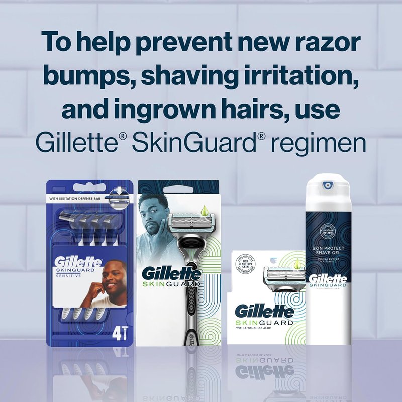 Gillette SkinGuard Razor Blade Refills - 2 Blade Cartridge for Sensitive Skin | 8 Count with Lubrication