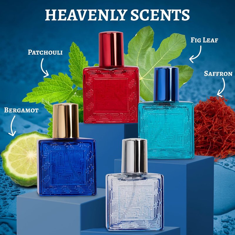 NovoGlow Mini Fragrance Gift Set for Men | Aromatic Floral & Woody Notes - Travel Size 25ml Eau De Parfum