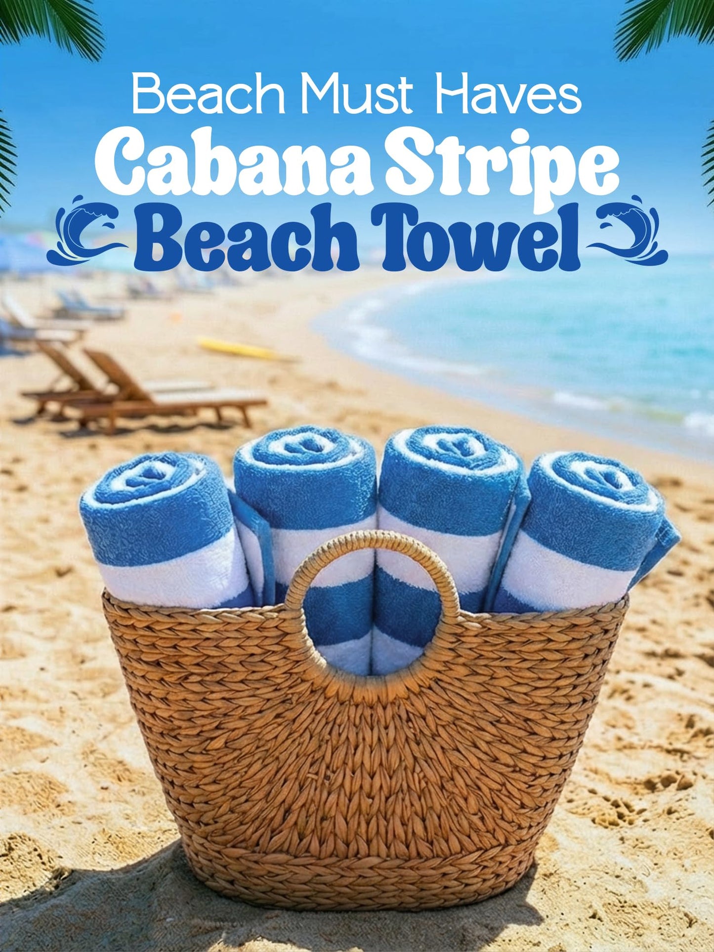 Utopia Towels Pack of 4 Cabana Beach Towels, Oversized 30 x 60 Inches Cotton Beach Towel Set, Smooth Ring Spun Texture for Pool and Swim Days, Modern Striped Design Bath Towels, Orange