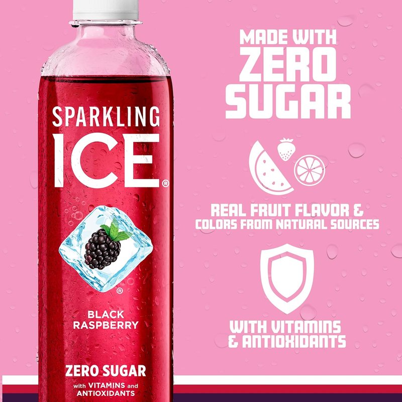 Black Raspberry Sparkling Water - Zero Sugar Flavored Beverage with Vitamins & Antioxidants | 17 fl oz Bottles (Pack of 12)