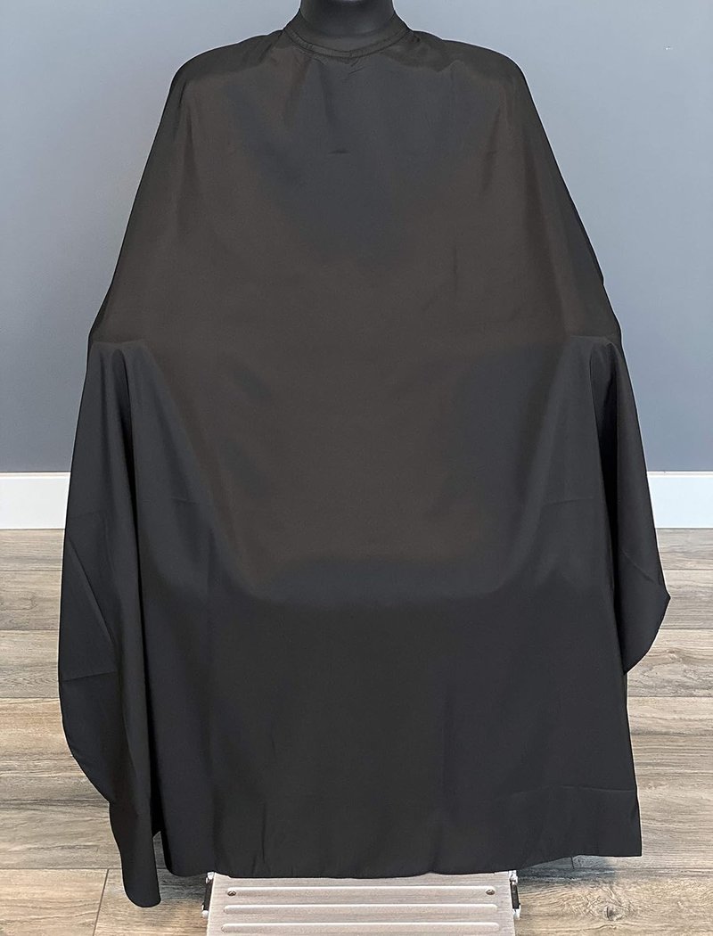Silicone Neck Barber Cape - Lightweight 100% Polyester Hair Salon Cutting Cape | 50" x 58" (Black)