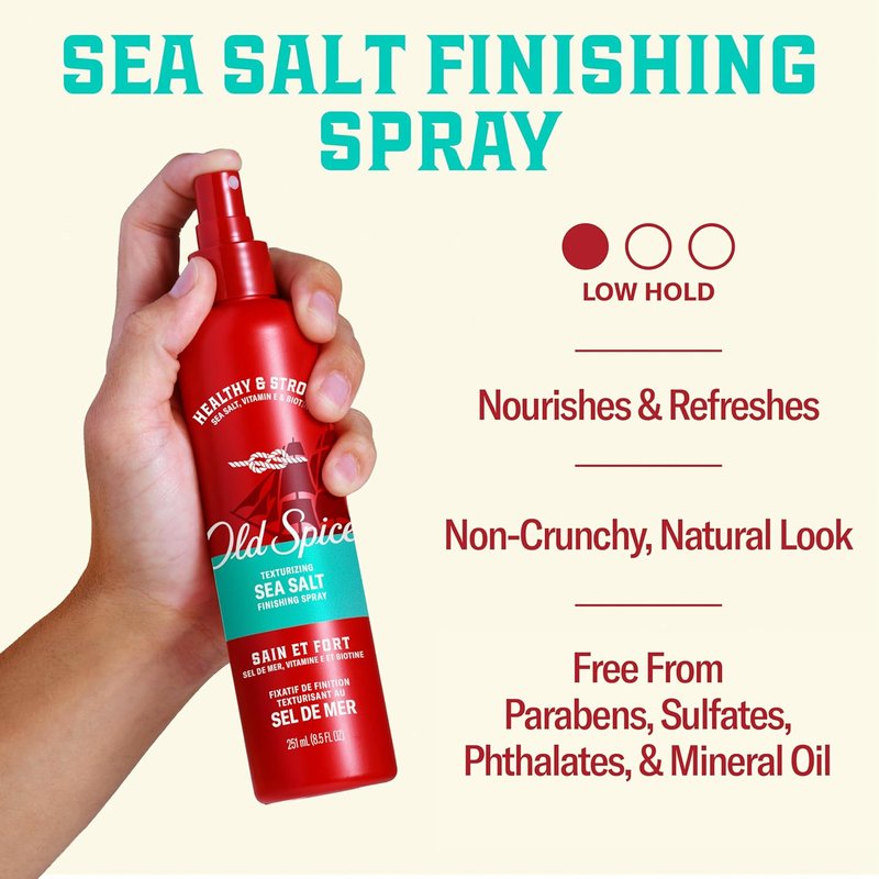 Old Spice Sea Salt Hair Spray - Texturizing Finishing Spray for All Hair Types | Medium Hold, 8.5 fl oz