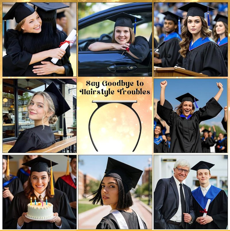 GradCap | Graduation Cap Headband Insert - Securely Holds Grad Hat & Maintains Hairstyle