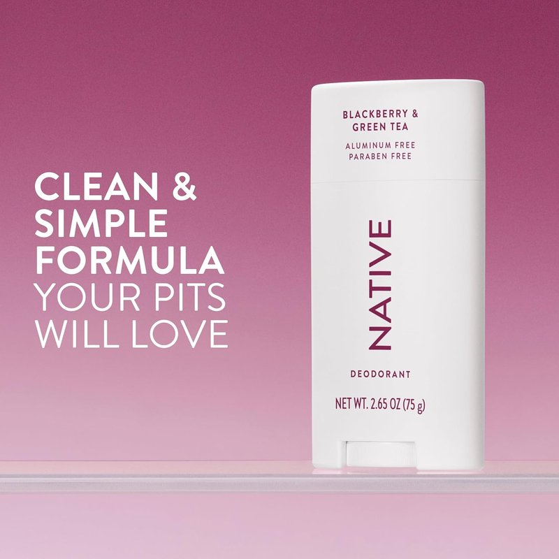 Native Deodorant - 72 Hour Odor Control | Aluminum-Free, Naturally Derived Ingredients - Blackberry & Green Tea, 2.65oz