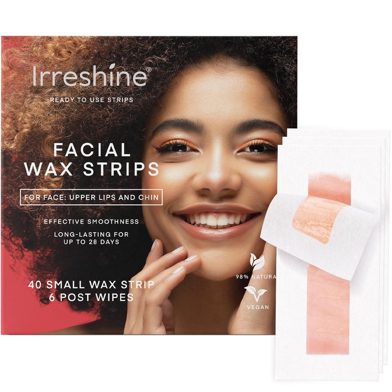 Facial Wax Strips for Women – Face Hair Removal for Upper Lip, Chin & Eyebrow | Ready-to-Use, No Heat Needed | Vegan Formula | Made in Spain | 30 Strips + 3 Wipes