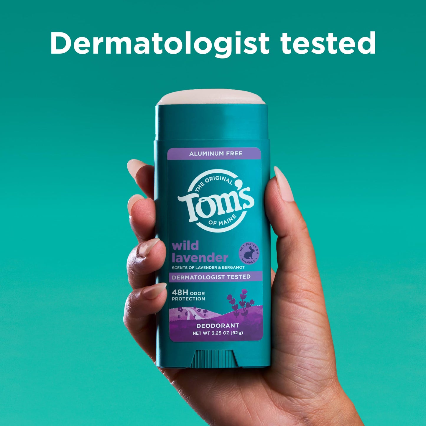 Tom’s of Maine Wild Lavender Natural Deodorant for Men and Women, Aluminum Free, No Artificial Fragrances, Dyes, or Preservatives, Baking Soda Free, 48-Hour Odor Protection, 3.25 oz