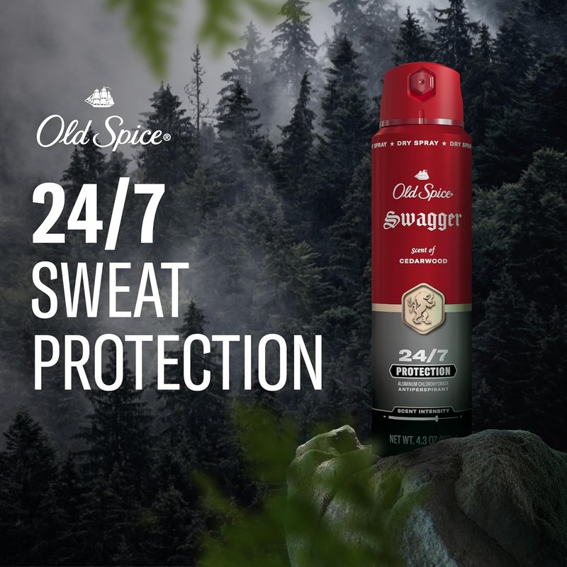 Old Spice Antiperspirant Deodorant Spray for Men - 24/7 Sweat & Odor Protection | Fresh Cedarwood Scent, 4.3 oz (Pack of 2)