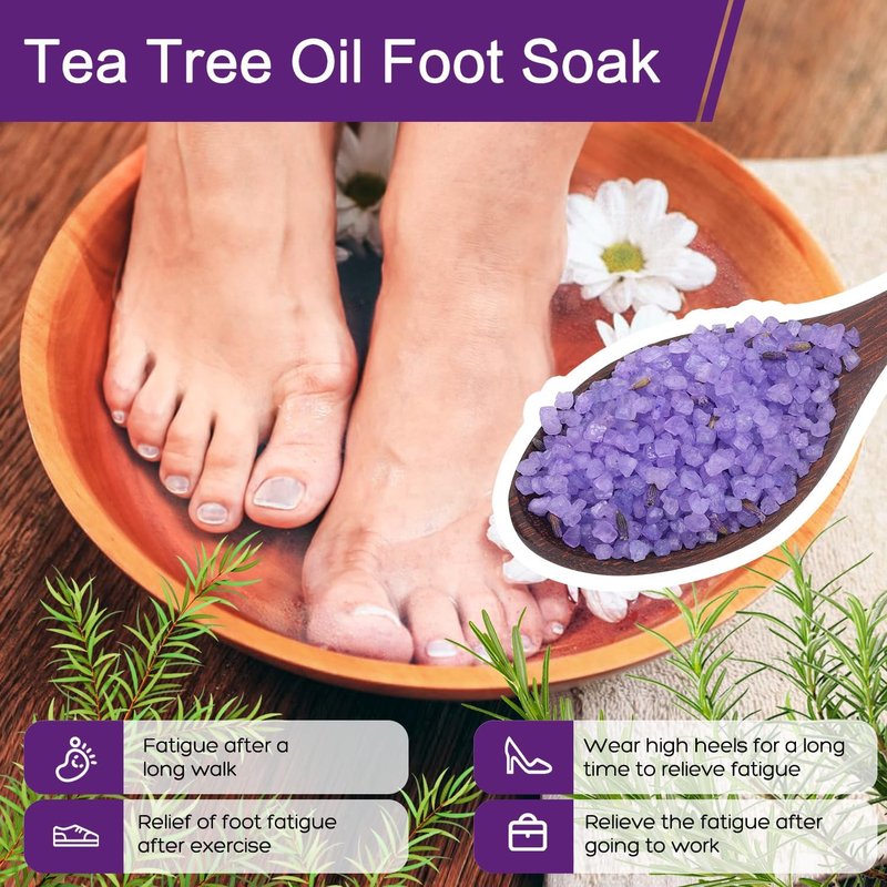 Epsom Salt Foot Soak Kit - 46 oz | Natural Rose & Lavender Essential Oils for Athletes' Foot Relief