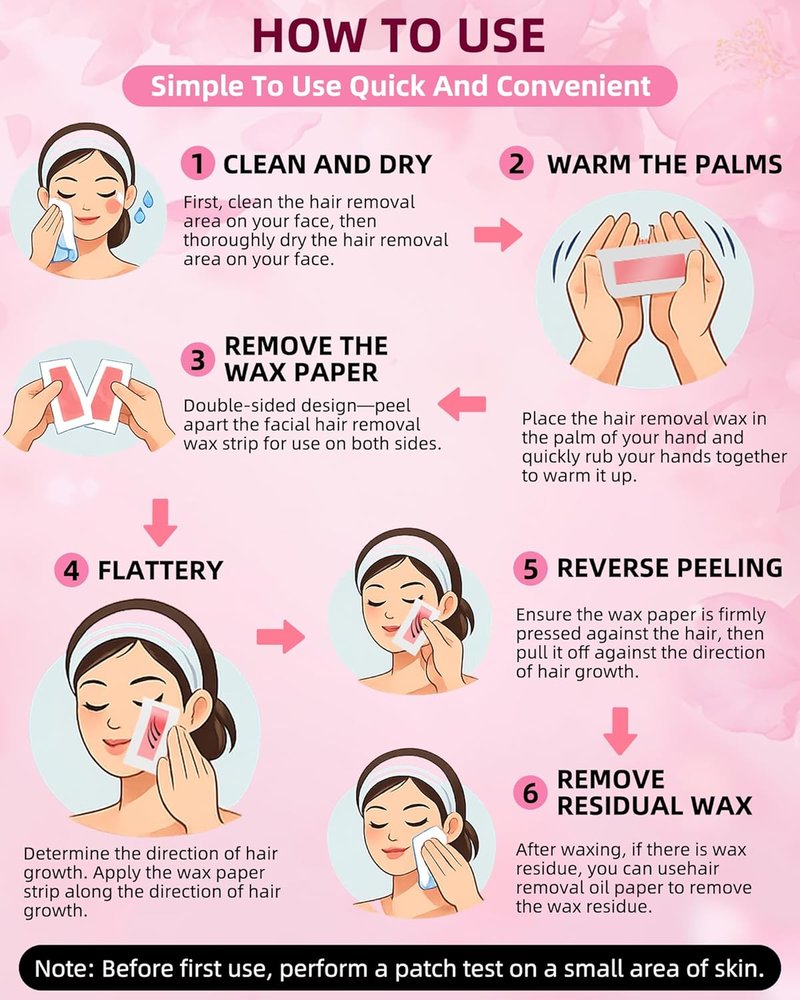 40 Facial Wax Strips for Women - Complete Waxing Kit with 4 Calming Oil Wipes | All Skin Types