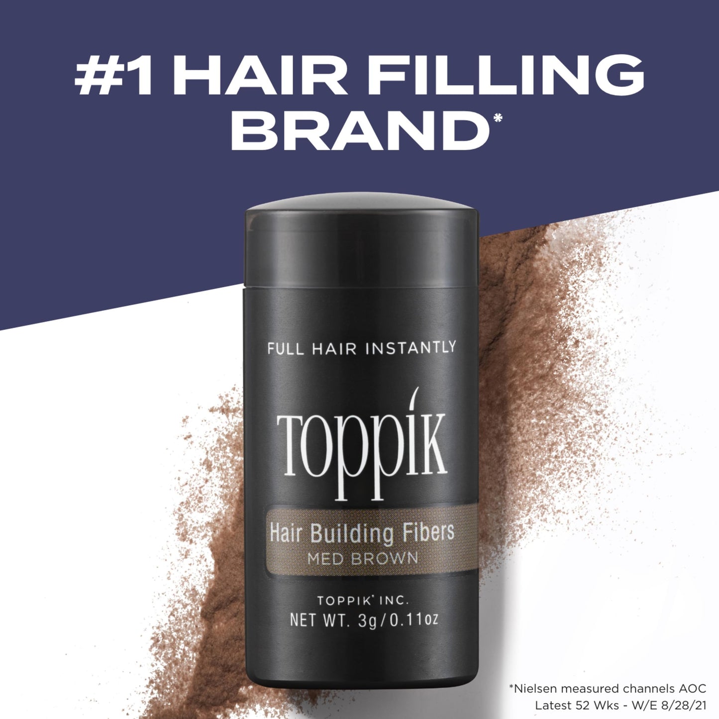 Toppik Hair Building Fibers, Medium Brown, 55g Fill In Fine or Thinning Hair, Instantly Thicker, Fuller Looking, 9 Shades for Men & Women, Keratin Protein Formula