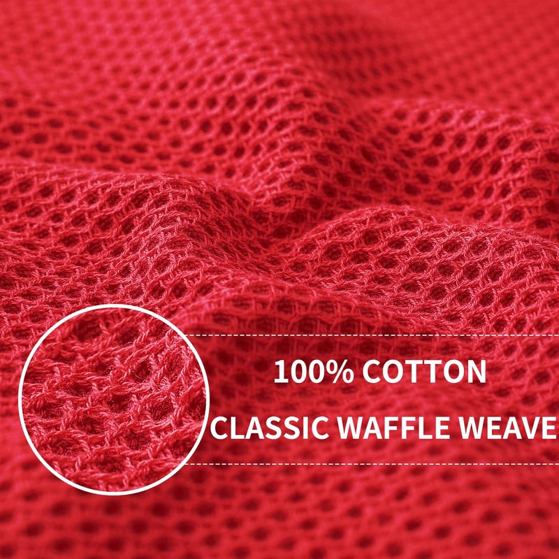 Homaxy 100% Cotton Waffle Weave Kitchen Dish Cloths, Ultra Soft Absorbent Quick Drying Dish Towels, 12 x 12 Inches, 6-Pack, Red